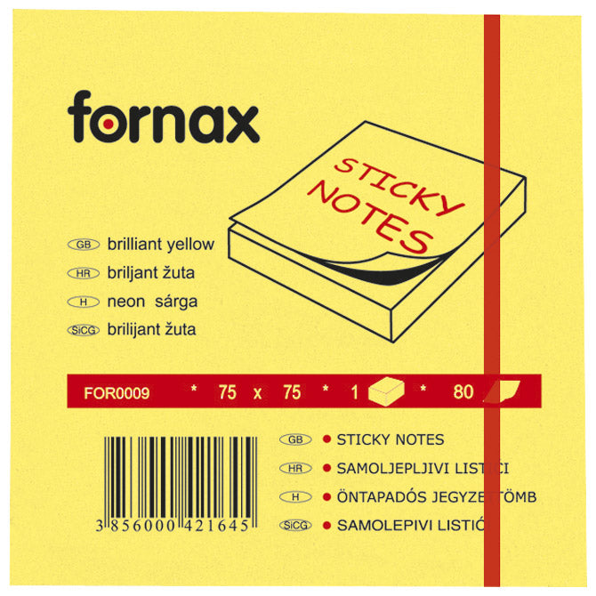 Blok samolepljiv 75x75mm 80L Fornax neon