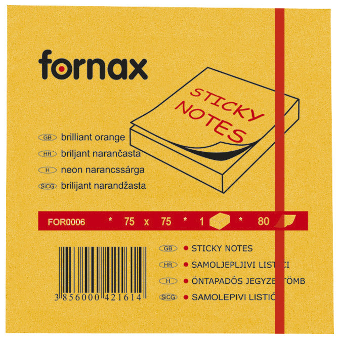 Blok samolepljiv 75x75mm 80L Fornax neon