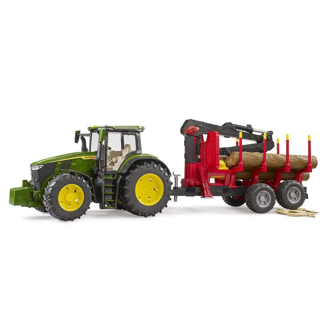Traktor John Deere 7R 350 sa prikolicom za drva i 4 debla