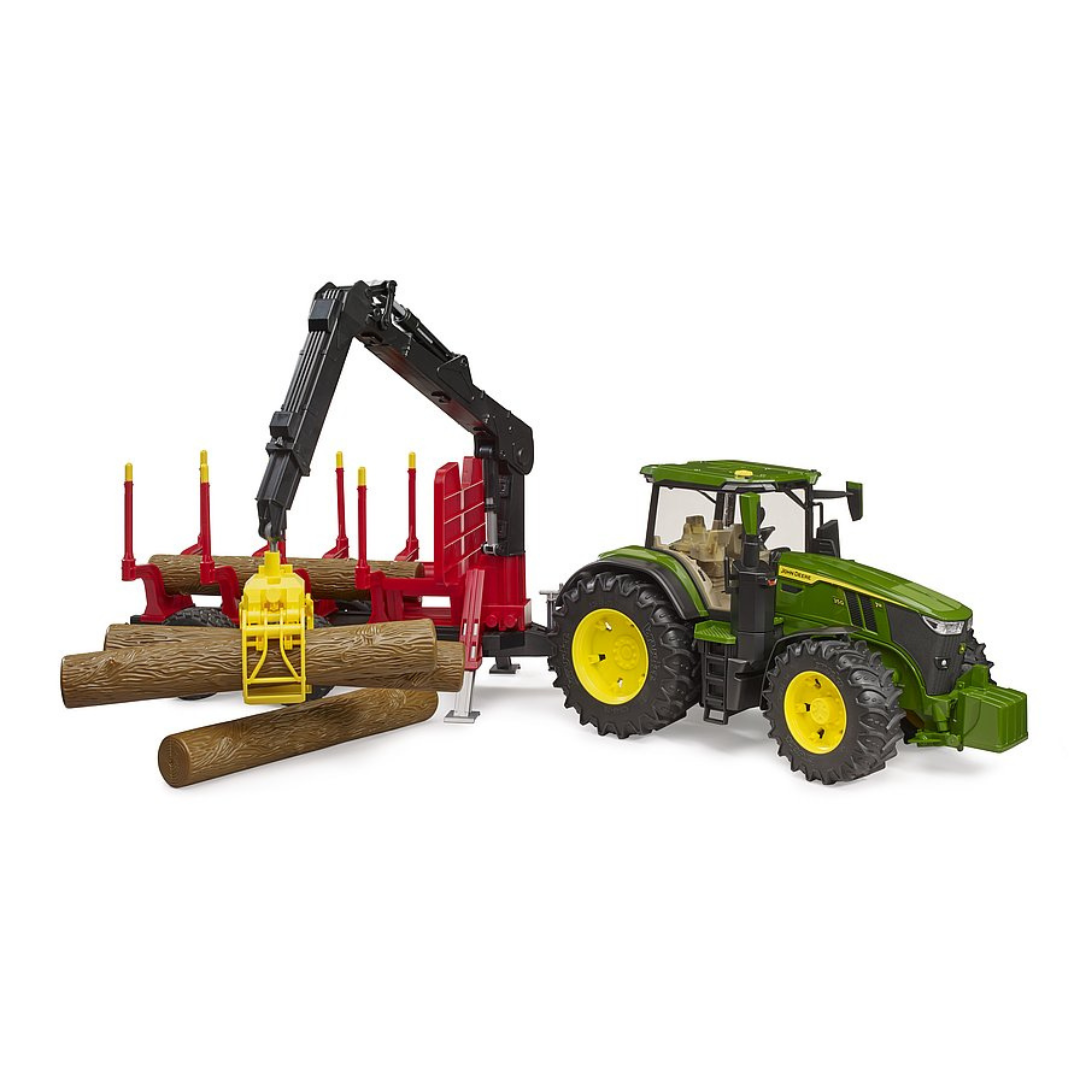 Traktor John Deere 7R 350 sa prikolicom za drva i 4 debla