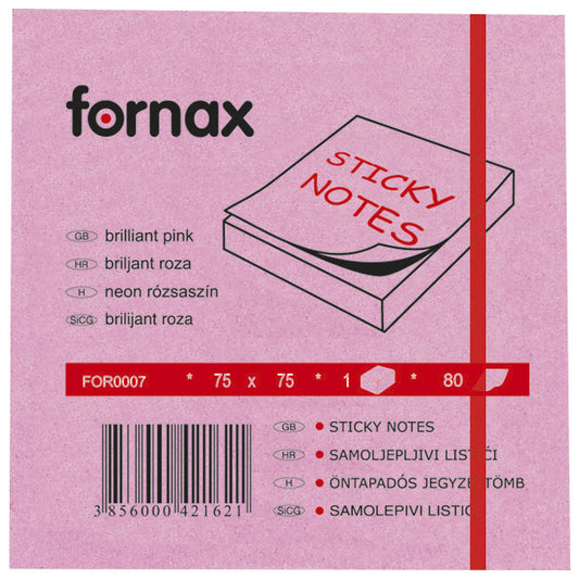Blok samolepljiv 75x75mm 80L Fornax neon