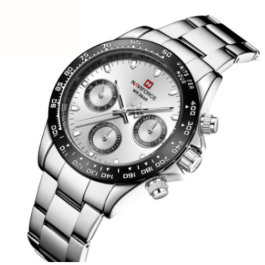 NAVIFORCE NF 9193 SBW sivi analogni ručni sat sa kalendarom od legure cinka