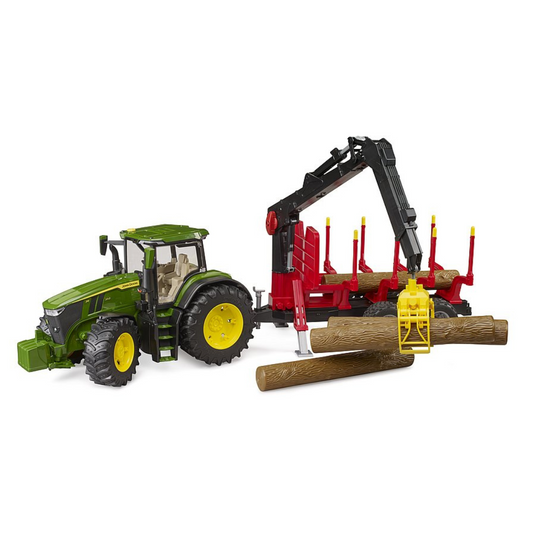 Traktor John Deere 7R 350 sa prikolicom za drva i 4 debla